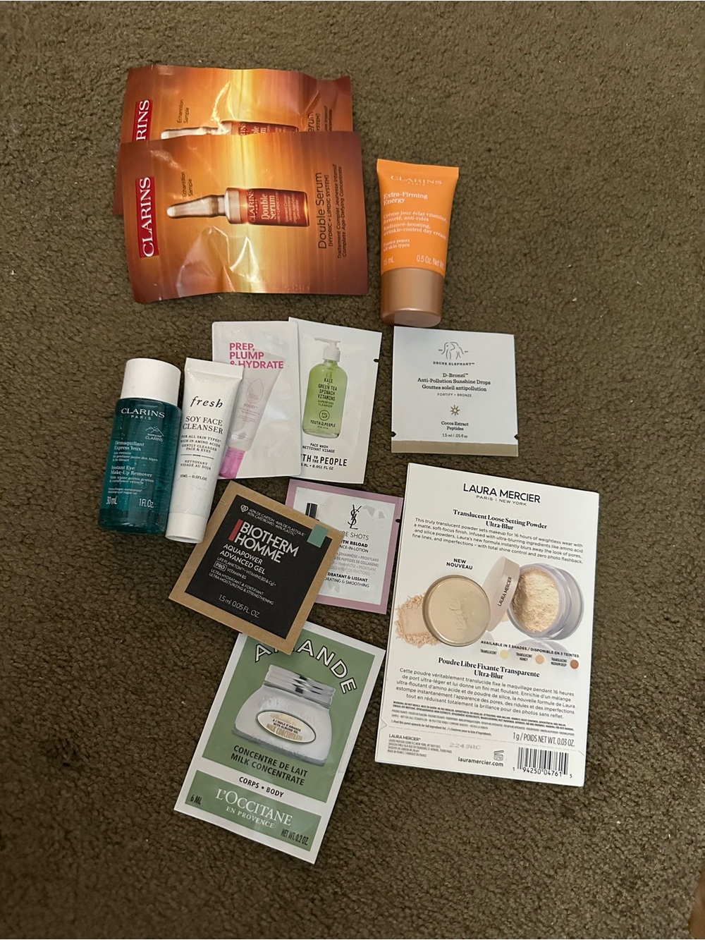 BIG LOT laura mercier Sample Clarins fresh YSL loccitane drunk elephant
